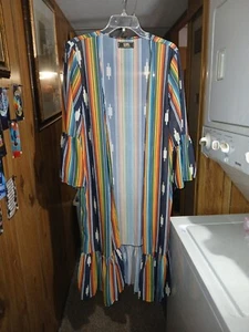 L&B Southwestern One Size Long Open Sheer Cardigan - Picture 1 of 7
