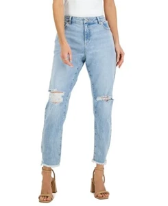 INC Women's Mid-Rise Ripped Straight-Leg Jeans, Light Indig Sz 16 - Picture 1 of 7