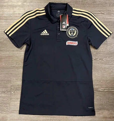 NWT ADIDAS MLS Philadelphia Union Navy Blue Gold S/S Polo Shirt Size Men’s Small Cover