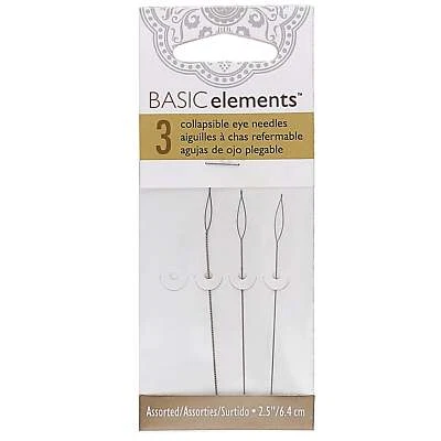 Basic Elements, 3 Pack Assortment, 2.25in Collapsible Eye Beading Needles, Fine, - Image 1 of 4