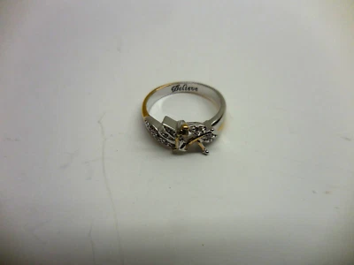 Anel Disney Tinker Bell Believe prata esterlina folheado a ouro 18K CZ tamanho 7 - Imagem 1 de 4