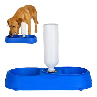 Futternapf Wasserspender Hund Katze Doppelnapf Napfbar 2in1 rutschfest blau - Bild 1 von 4