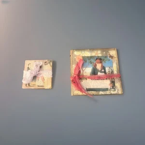 Giornale spazzatura tema farfalla e uccellino 6 x 5 e blocco memo spazzatura 3 x 3 fatto a mano - Foto 1 di 13