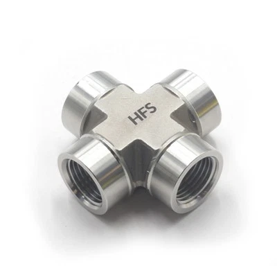 1/2" NPT Female Thread Pipe Fitting 4 Way Cross Stainless Steel 304 - Image 1 of 4