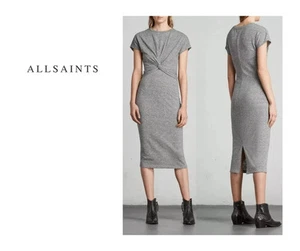 Allsaints Womens Dress Paloma Long Stripe Evening Designer Fashion Grey Outfit - Picture 1 of 5
