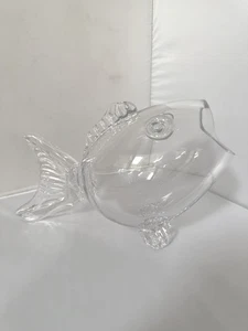 Jarrón figurativo vidrio soplado a mano inspirado en Big Mouth Fish Blenko arte transparente escultura - Imagen 1 de 14