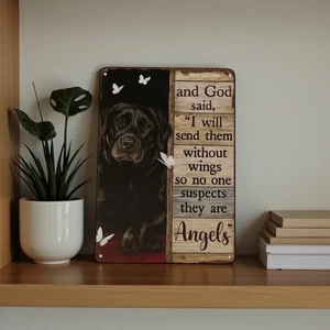 Labrador Hund Engel Blechschild rustikal Wandbild Deko Haustier Gedenkgeschenk - Bild 1 von 5