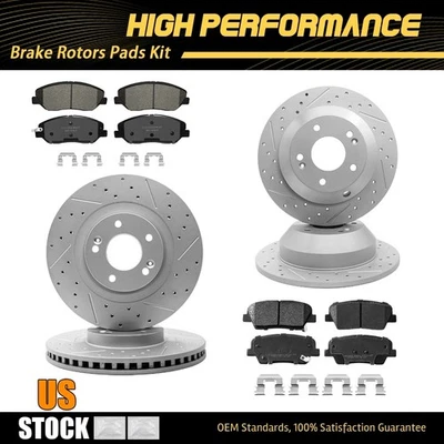 前后盘式制动转子 + 陶瓷垫适用于现代圣达菲 XL 2014 - 2019 — 第 1/4 张图片