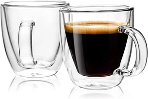 Stylusella Tazzine da Caffè in Vetro Doppia Parete 5oz / 150ml, Set di 2 Caffè Isolati - Foto 1 di 5
