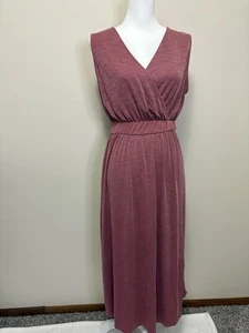 Nicole Miller Maxi Boho Dress Attached Tie Belt Sleeveless V Neck NWT Size M - Picture 1 of 17