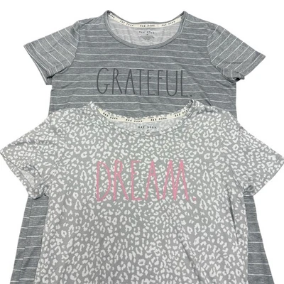 Rae Dunn 睡袍女式中号条纹感恩动物梦幻睡衣套装 2 件 — 第 1/4 张图片