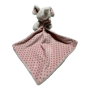 STEPHAN BABY Elephant Lovey SECURITY BLANKET Pink Grey White Polka Dots= - Picture 1 of 6
