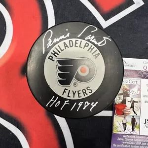 Bernie Parent Autographed Philadelphia Flyers Logo Puck "HOF 1984" Inscription - Picture 1 of 3