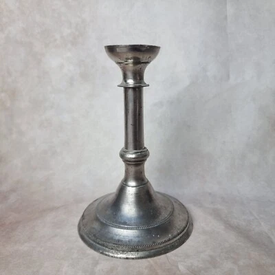 Chandelier Ancien en Métal Argenté - Style XIXe - Patine et Traces d'Usure - Photo 1/4