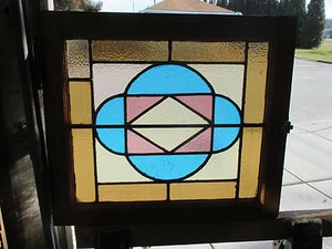 ANTIQUE AMERICAN STAINED GLASS WINDOW 24 x 21 3 OF 4 ~ ARCHITECTURAL SALVAGE ~ - Picture 1 of 7