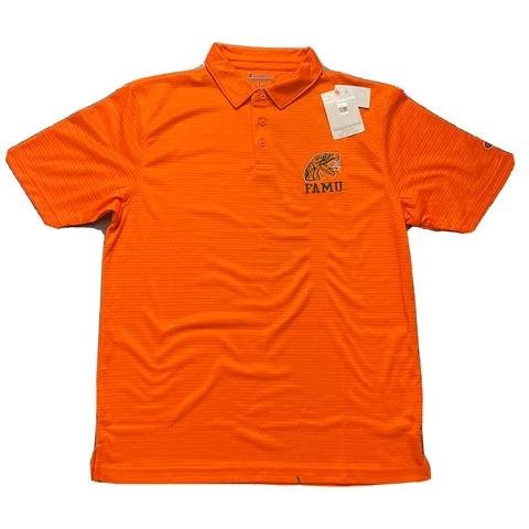 NEW Champion FAMU Florida A&M University Rattlers Polo Shirt Orange Men's Medium Cover