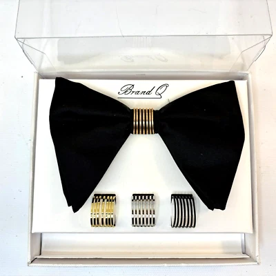 Marca Q Pajarita Formal Para Hombres Pre-atada Microfibra 4 Anillos Extraíbles Formal Boda Foto 1 de 4
