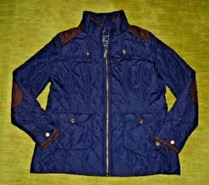 U.S. Polo Assn Women's Large Quilted Puffer Jacket Blue Full Zip Lightweight - Picture 1 of 10