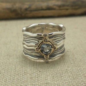 Anillo de plata esterlina y topacio azul cielo 10K de Keith Jack regalo en caja varios tamaños - Imagen 1 de 11