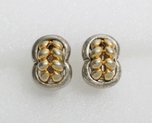 Vintage signed GIVENCHY Two Tone Clip On Earrings - Picture 1 of 6