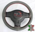 FOR LINCOLN AVIATOR 03-06 GREY LEATHER STEERING WHEEL COVER, CLOSED EDGES, RED S