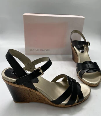 正品 BANDOLINO 黑色 Ombre 坡跟凉鞋 10 码带盒二手状况完好 — 第 1/4 张图片
