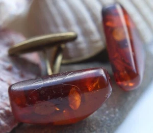 Gemelos vintage ámbar miel báltica coñac 8,3 gramos 波羅的海琥珀 - Imagen 1 de 8