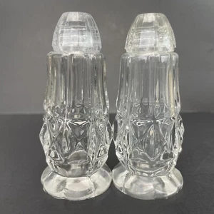 Pressed Glass Salt & Pepper Shakers Set of 2 Dinner Party Serveware - Picture 1 of 5
