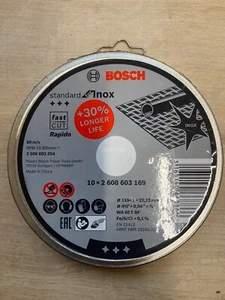 Bosch 2608603254 Standard Inox Rapido Straight Cutting 115mm x 22mm x 1mm - Picture 1 of 1