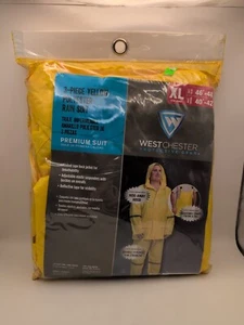 Westchester Protective Gear Men Rain Suit XL Yellow 3-Piece Premium Jacket Pants - Picture 1 of 2