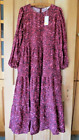 Boden Tiered Maxi Dress Sz UK 14 Petite, Red Abstract Blossom