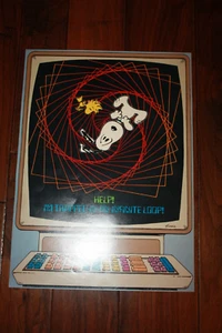 RARE 80s Vintage SNOOPY Woodstock ORIGINAL Poster Computer Infinite Loop - Picture 1 of 8