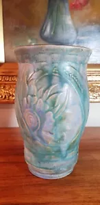 Bourne Denby Danesby Ware Art Deco Pastel Raised Flower 22cm Vase C1924-1935 - Picture 1 of 13
