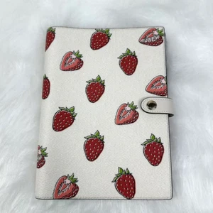 COACH Notebook With Strawberry Print In Canvas/Leather Chalk Multi CAO44 NWT - Picture 1 of 5