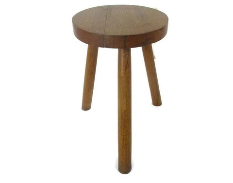 Vintage Hand Carved wood Tripod Milking Stool Pedestal Table Pedestal Barn Style Cover