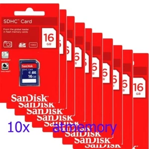 Lote de 10 tarjetas de memoria SanDisk 16 GB SD SDHC 16G clase 4 paquete al por menor - Imagen 1 de 1