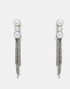 MIMCO City Scape Drop Earrings Silver RRP $99 Genuine New + Dust Bag - Picture 1 of 5