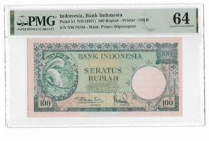 Indonesia 100 Rupiah 1957 PMG 64 Choice Uncirculated - Picture 1 of 2