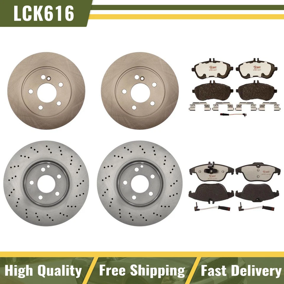 Compatível com rotores de freio dianteiros traseiros e pastilhas de freio híbridas Mercedes-Benz C300 2008-2012 - Imagem 1 de 4