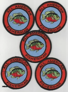 5 bunte "All American Fisherman" Aufnäher mit Bluegill oder Krempe Fisch - Bild 1 von 2