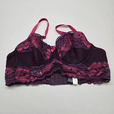 Sujetador Adore Me para mujer 34B púrpura floral Bustier balconette con aros lazo de encaje Foto 1 de 4