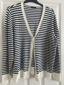M&Co Womens Blue Striped Cardigan Size 18 - Picture 1 of 4