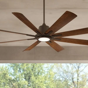 54" Casa Vieja Inspirit Bronze LED Damp Remote Ceiling Fan - Picture 1 of 10