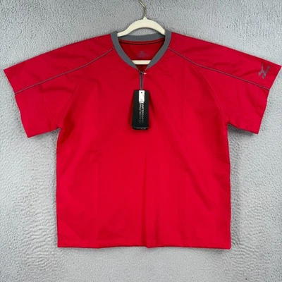 Mizuno 1/4 Zip Batting Jacket YOUTH XL Red Short Sleeve Pullover Windbreaker NEW - Image 1 of 4