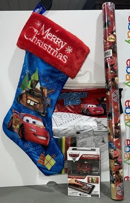 Disney Pixar Cars Lot Stocking, Doodle Bag(Kmart), Wrapping Paper & AppMATes - Image 1 of 4