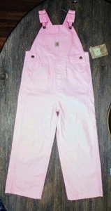 NEW Carhartt Rose Bloom Pink Cotton Denim Overalls Bibs Toddler Girls Sz 4T - Picture 1 of 9