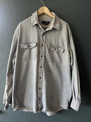 Camisa de trabajo vintage Five Brother a rayas de nogal americano manga larga para hombre XLT azul blanco Foto 1 de 4