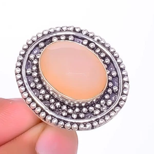 Anello gioiello placcato argento pietra preziosa quarzo rosa s.8 W2487 - Foto 1 di 4