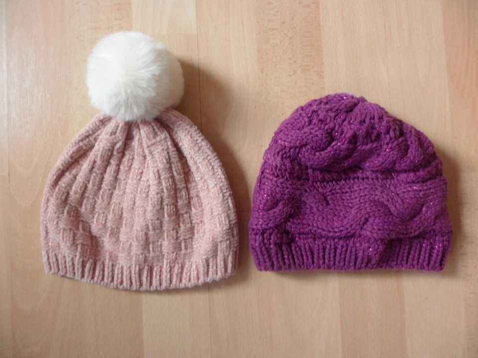 2 GirlsToddler Winter Hats Pink/Purple 1-3 - Image 1 of 1