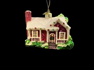 Vintage Kurt S Adler KSA Glass Ornament Christmas House With Snow Chimney - Picture 1 of 10